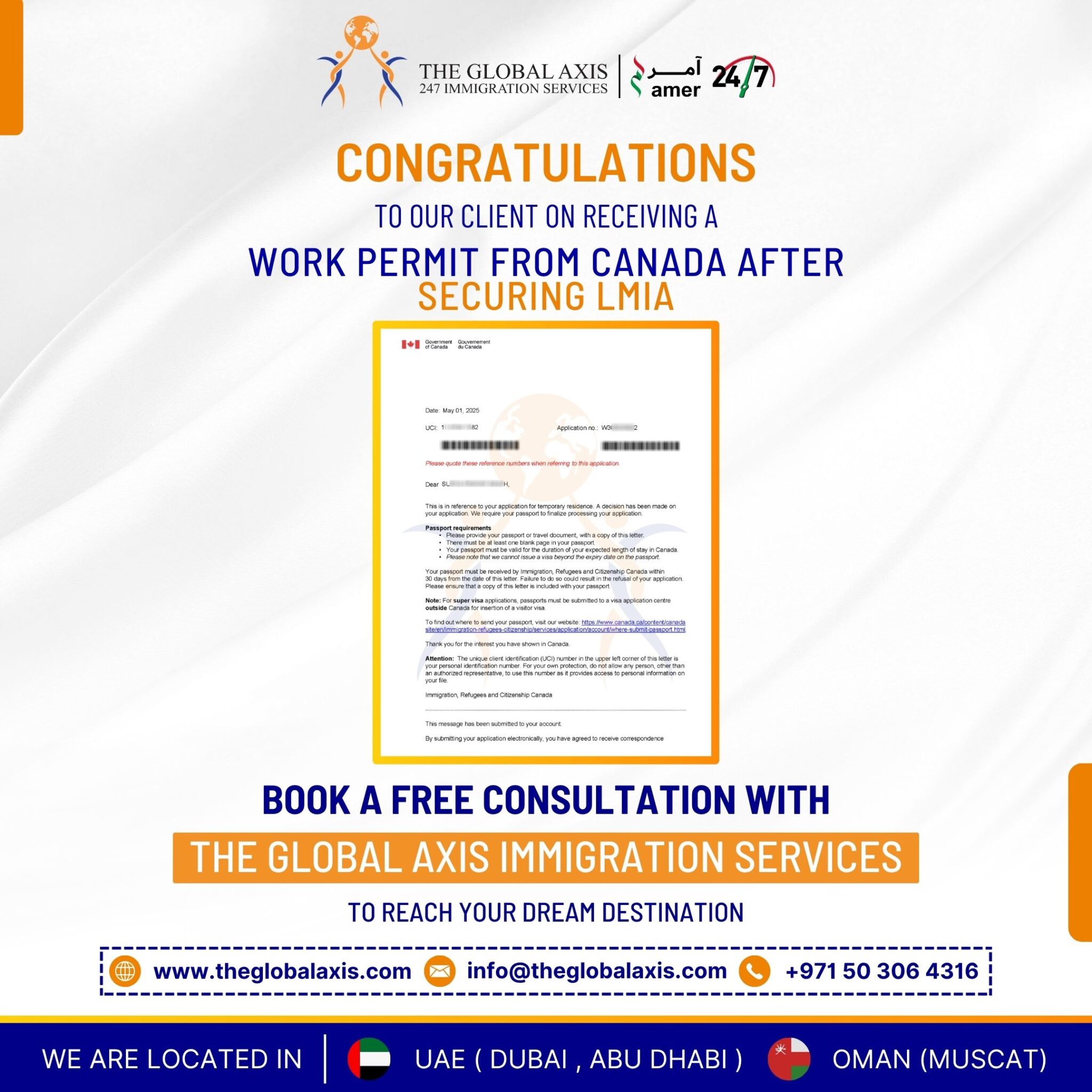 Home 59 Client success story – Canada LMIA approved work permit by The Global Axis Immigration Consultants Dubai