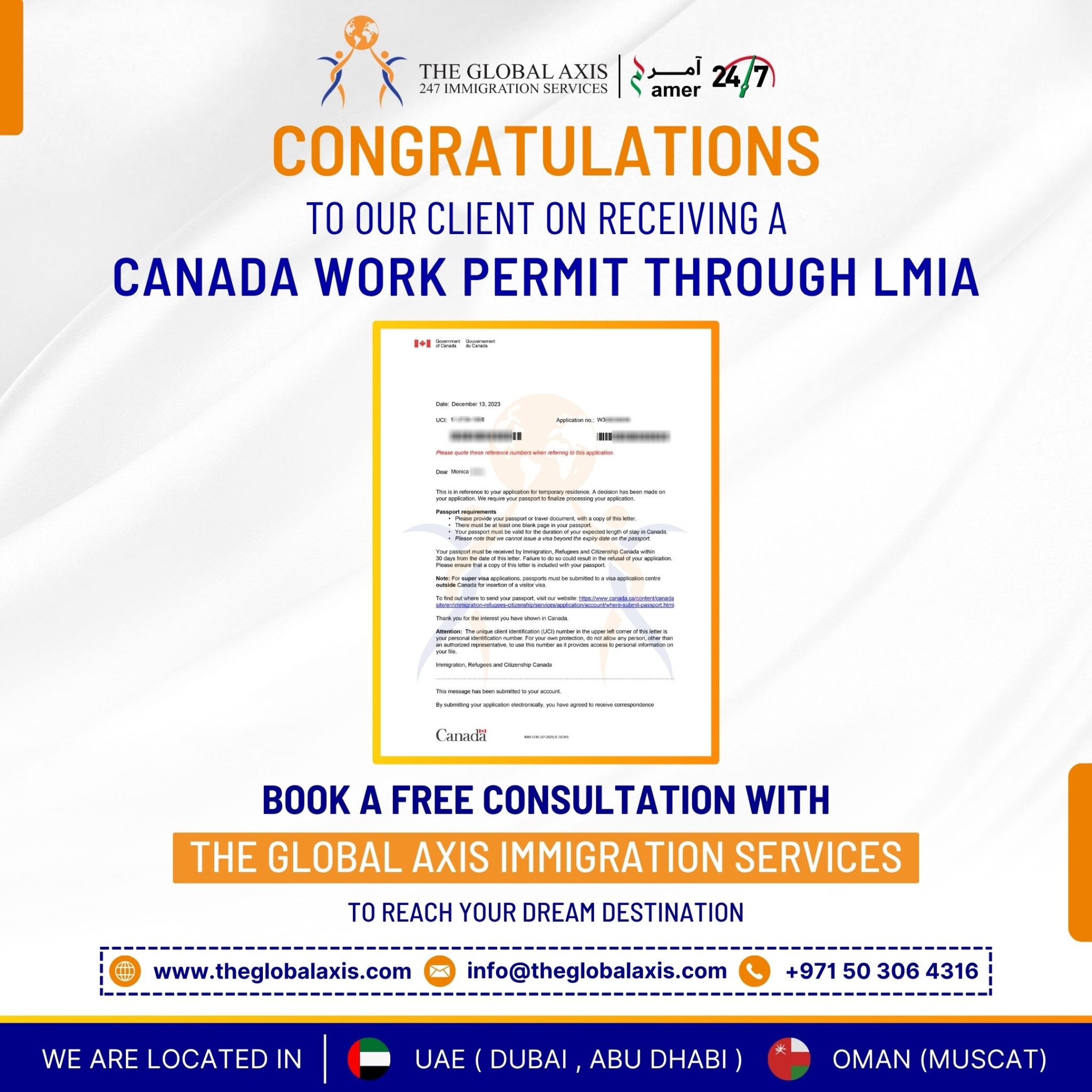 Home 68 Client success story – Canada Work Permit through LMIA approved by The Global Axis Immigration Consultants Dubai