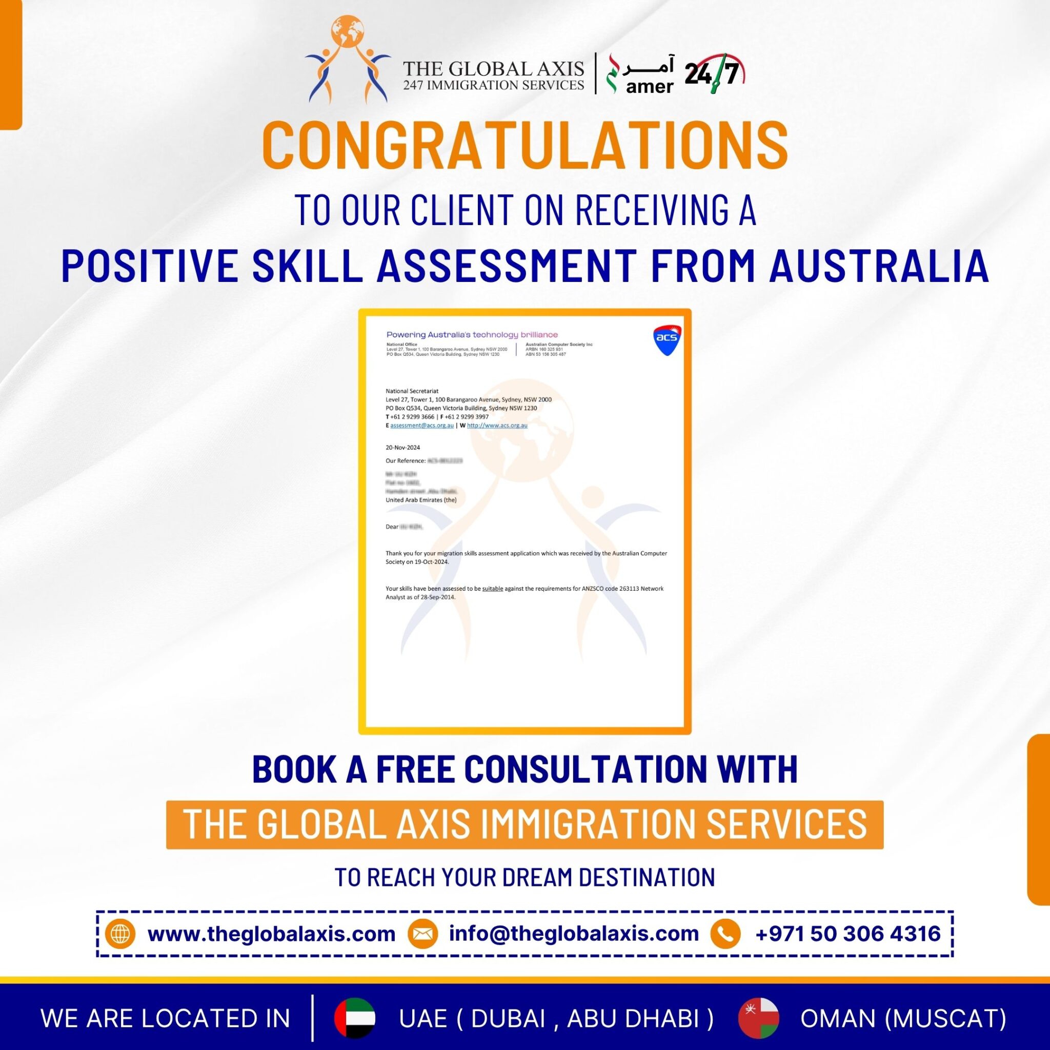 Home 70 Client success story – Positive Skill Assessment from Australia by The Global Axis Immigration Consultants Dubai