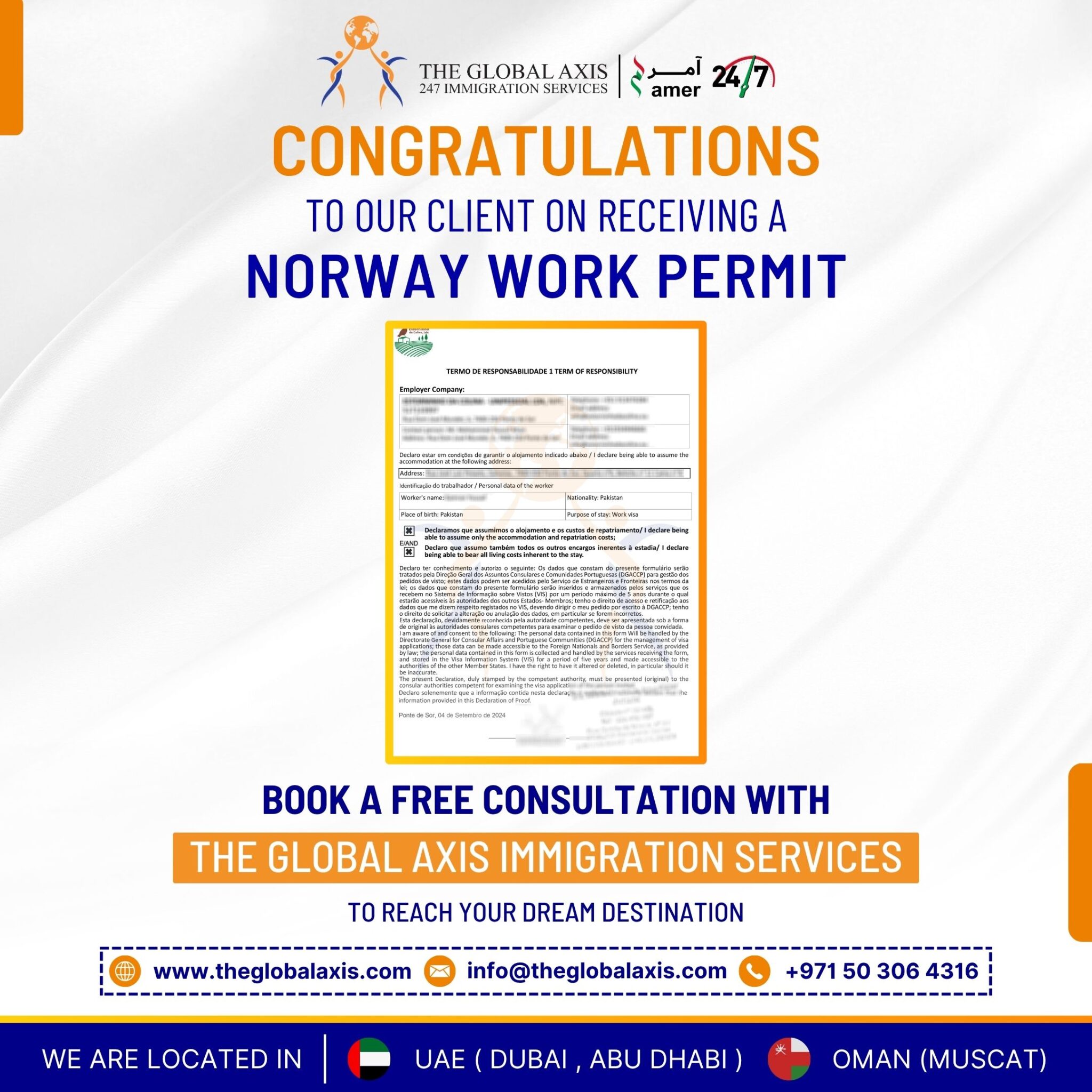Home 71 Client success story – Norway Work Permit approved by The Global Axis Immigration Consultants Dubai