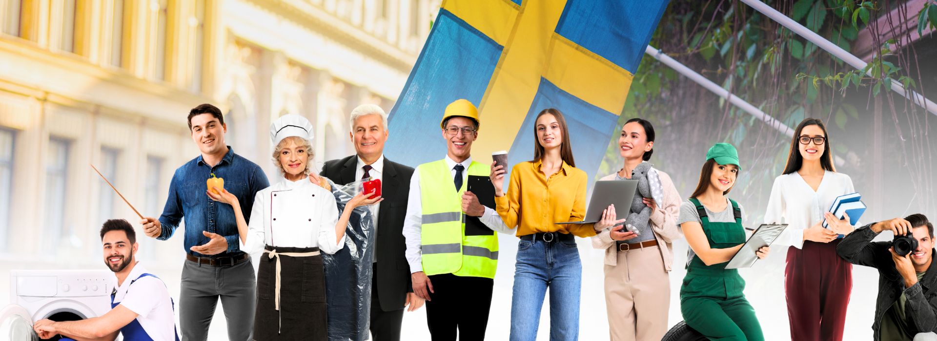 Diverse group representing various professions.